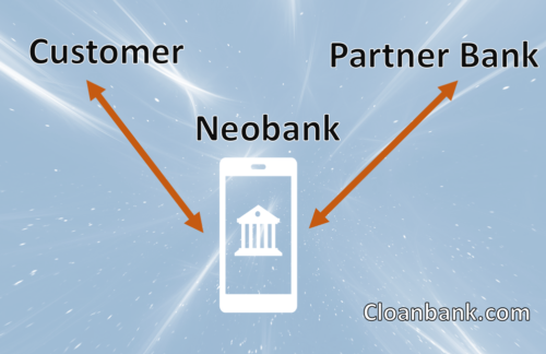 description of the relationship of a Neobank with its customers and partner bank.